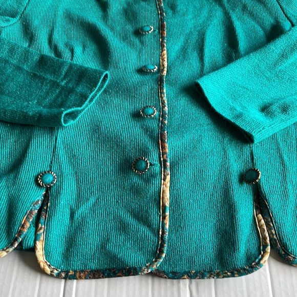 Pablo Collection Turquoise Teal Button Blazer Suit Jacket size 12 - Picture 11 of 17